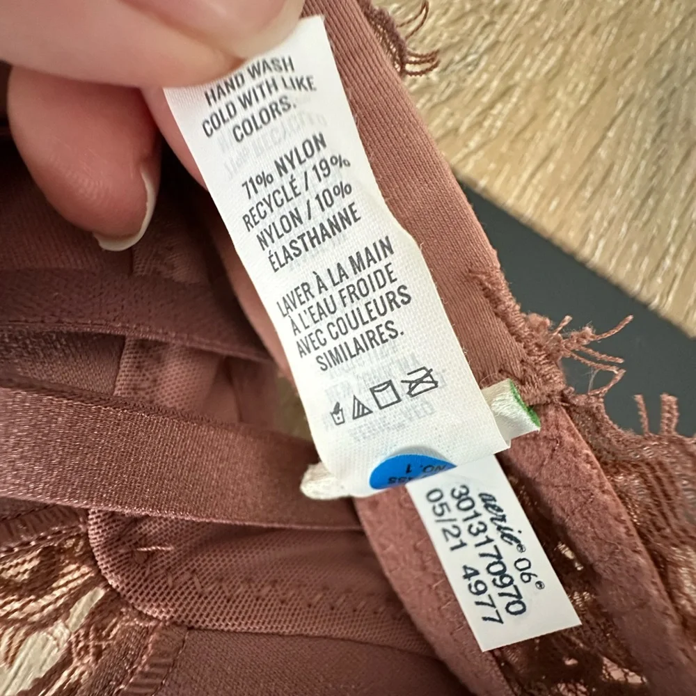 NWOT - Aerie Real Power Plunge Push Up Eyelash Lace Bra Blush Pink - Picture 6 of 6